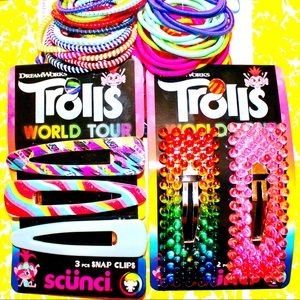 HP! TROLLS Hair Accessory Bundle! Clips+Barrettes